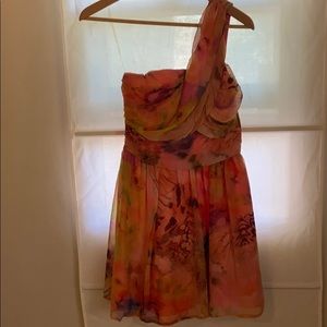 Beautiful watercolor-like one shoulder dress